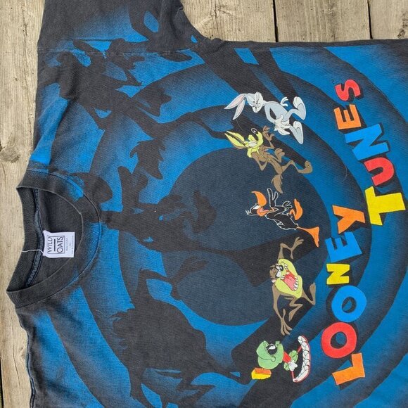 Vintage 90s Looney Tunes Graphic T Shirt AOP Single Stitch XL - Picture 4 of 7